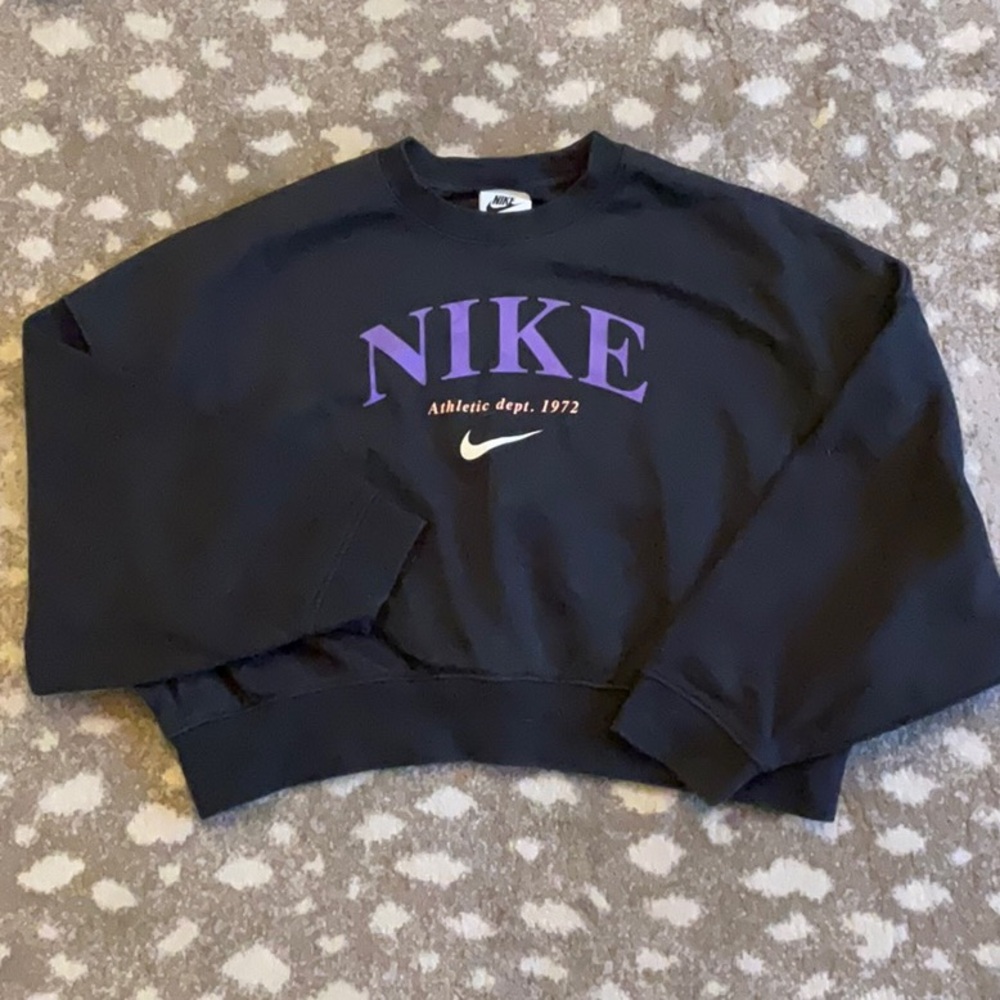 Nike purple and black cropped sweatshirt